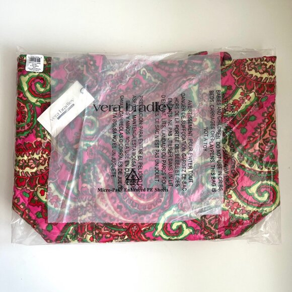 NWT Vera Bradley Small Tote in Capri Pink Paisley Cotton - Picture 11 of 11